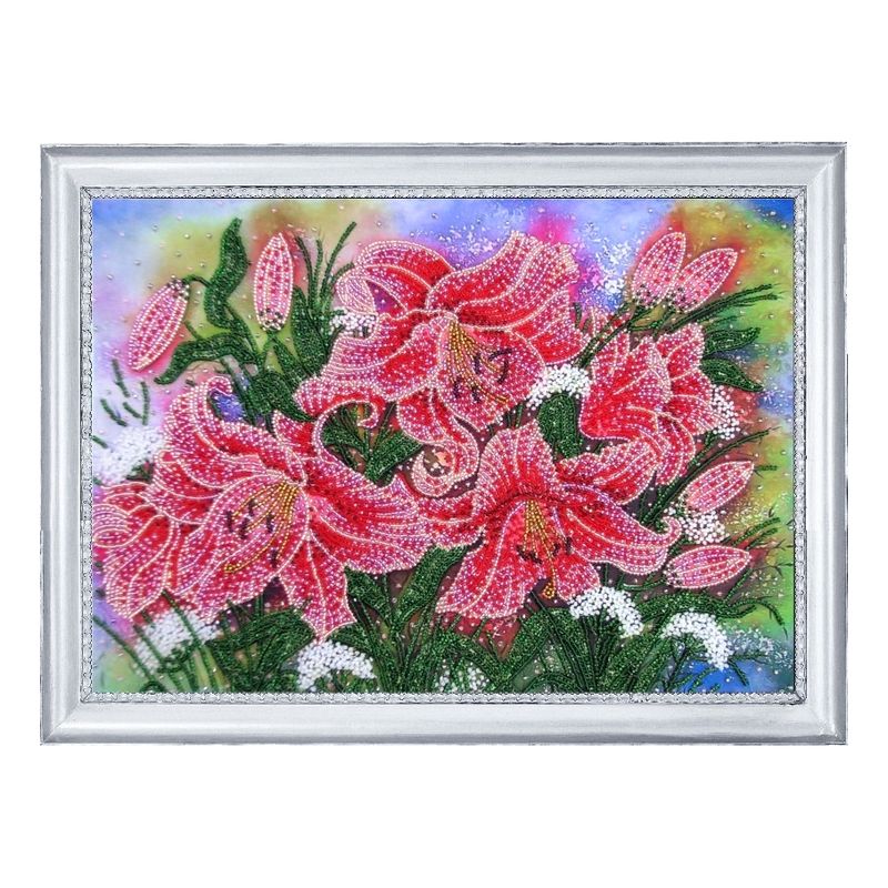 DIY Bead Embroidery Kit "Shining Lillies" 9.4"x13.4" / 24.0x34.0 cm