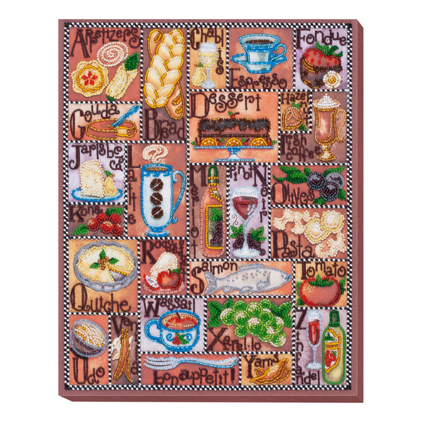 DIY Bead Embroidery Kit "Gourmet alphabet" 10.6"x13.4" / 27.0x34.0 cm
