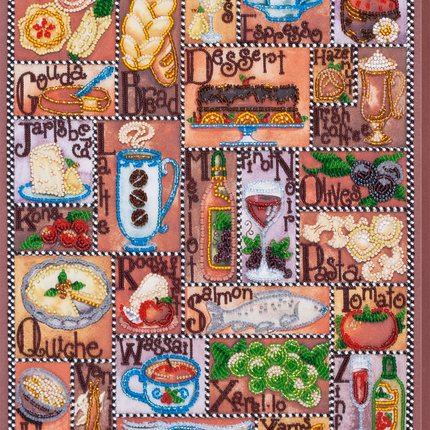 DIY Bead Embroidery Kit "Gourmet alphabet" 10.6"x13.4" / 27.0x34.0 cm