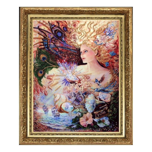 DIY Bead Embroidery Kit "Crystal of Enchantment  (after J.Wall)" 13.0"x10.2" / 33.0x26.0 cm