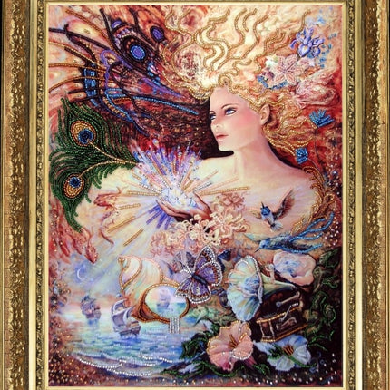 DIY Bead Embroidery Kit "Crystal of Enchantment  (after J.Wall)" 13.0"x10.2" / 33.0x26.0 cm