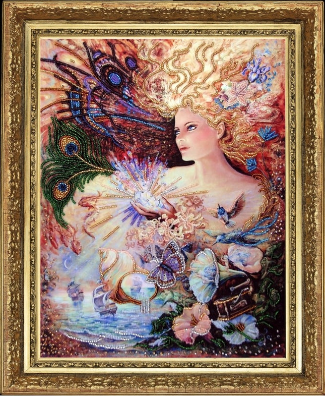 DIY Bead Embroidery Kit "Crystal of Enchantment  (after J.Wall)" 13.0"x10.2" / 33.0x26.0 cm