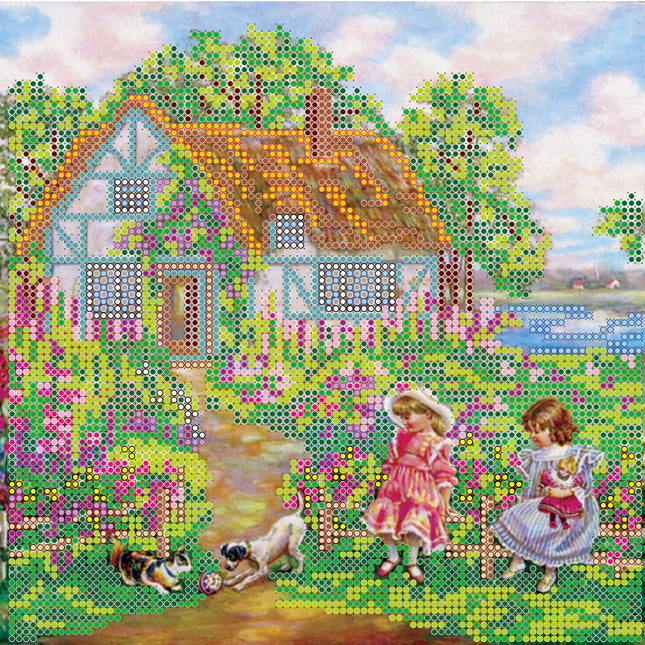 Canvas for bead embroidery "Merry Party" 7.9"x7.9" / 20.0x20.0 cm