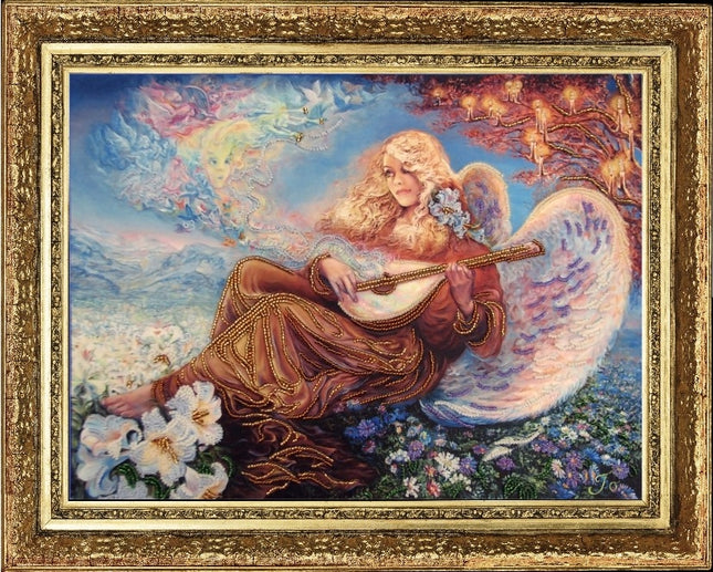 DIY Bead Embroidery Kit "Angel Melodies (after J.Wall)" 10.2"x13.8" / 26.0x35.0 cm