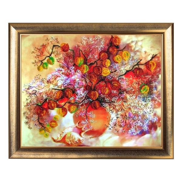 DIY Bead Embroidery Kit "Autumn Lights" 9.8"x12.6" / 25.0x32.0 cm