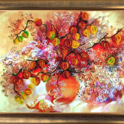 DIY Bead Embroidery Kit "Autumn Lights" 9.8"x12.6" / 25.0x32.0 cm
