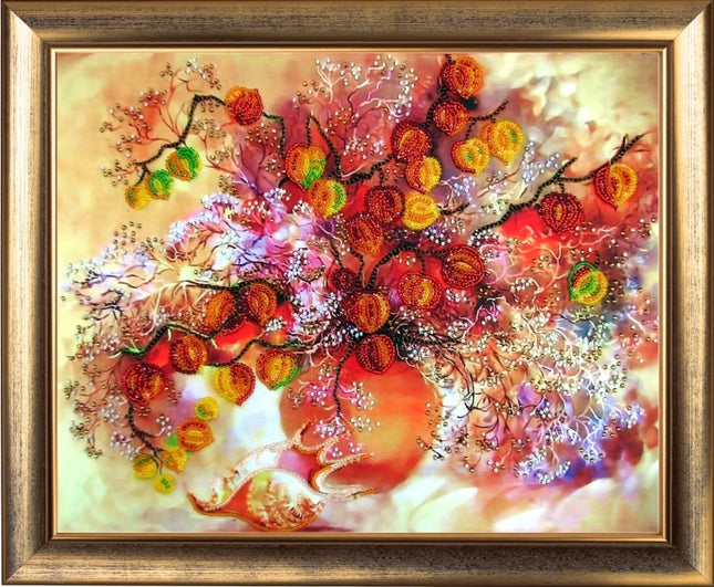 DIY Bead Embroidery Kit "Autumn Lights" 9.8"x12.6" / 25.0x32.0 cm
