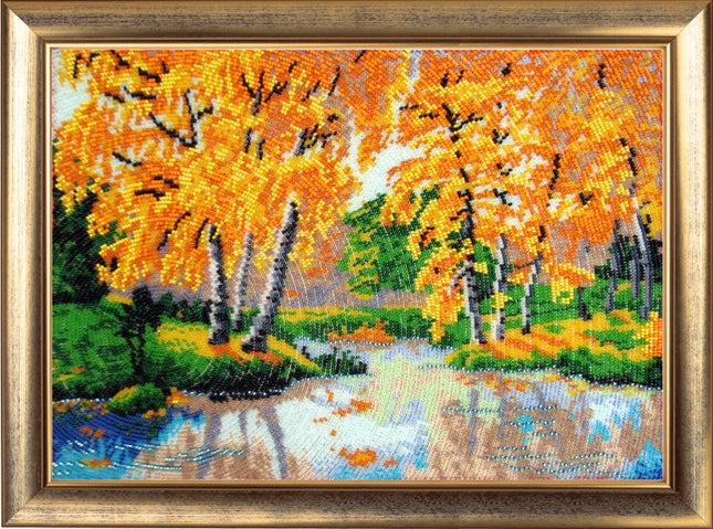 Bead DIY Embroidery Kit "Birchwood" 9.8"x13.4"/ 25.0x34.0 cm
