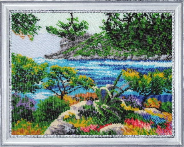 Bead DIY Embroidery Kit "Paradise Corner" 9.8"x12.6"/ 25.0x32.0 cm