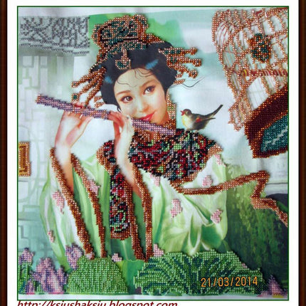 DIY Bead Embroidery Kit "Spring Flower" 11.8"x11.8" / 30.0x30.0 cm