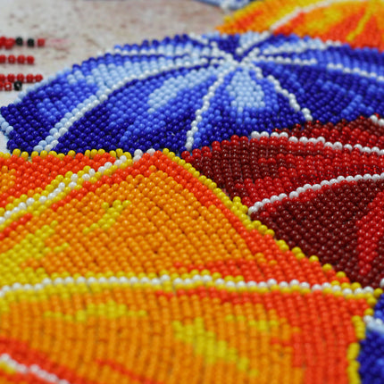 DIY Bead Embroidery Kit "Umbrellas" 7.1"x15.7" / 18.0x40.0 cm