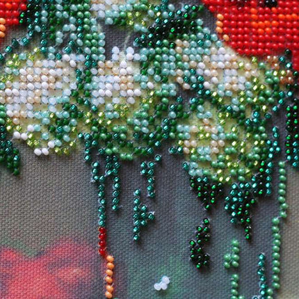 DIY Bead Embroidery Kit "Poppies and buldenezh" 12.2"x16.5" / 31.0x42.0 cm