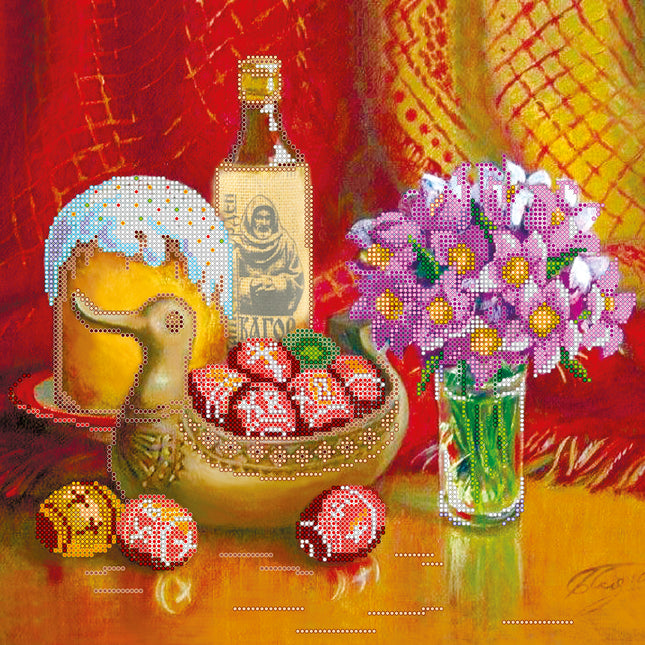 Canvas for bead embroidery "Easter story-1" 11.8"x11.8" / 30.0x30.0 cm
