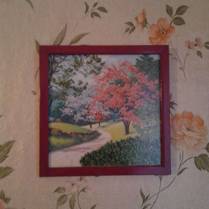 Canvas for bead embroidery "Blooming Park" 7.9"x7.9" / 20.0x20.0 cm
