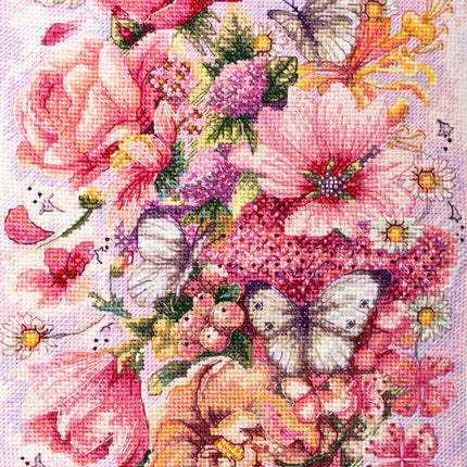 DIY Cross Stitch Kit "Pink Aurora" 7.9"x11.4"