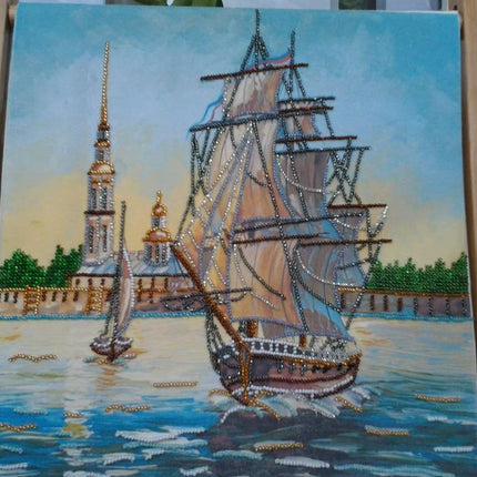Canvas for bead embroidery "Frigate" 11.8"x11.8" / 30.0x30.0 cm