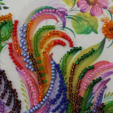 DIY Bead Embroidery Kit "Petricovs painting"  5.9"x5.9" / 15.0x15.0 cm