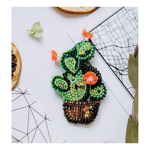 Beadwork kit for creating brooch "Cactus"