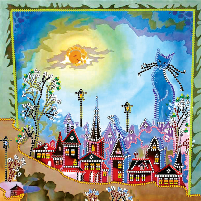 Canvas for bead embroidery "The Keeper of Dreams" 7.9"x7.9" / 20.0x20.0 cm