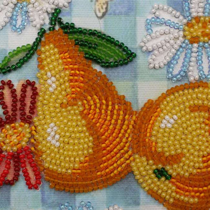 DIY Bead Embroidery Kit "The summer pears"  5.9"x5.9" / 15.0x15.0 cm