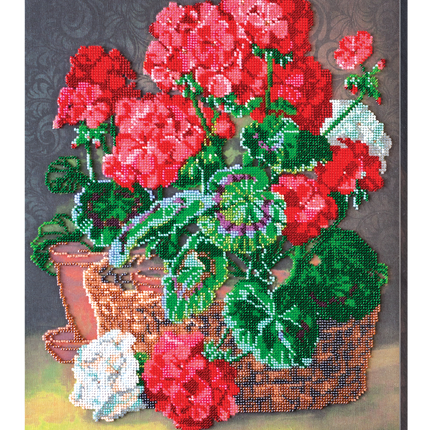 DIY Bead Embroidery Kit "Crane's bill" 12.6"x15.7" / 32.0x40.0 cm