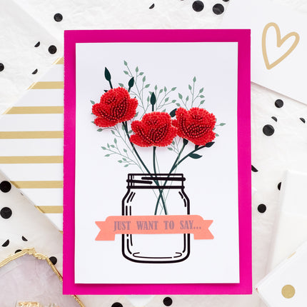DIY kit postcard 3D for embroidery with beads "Happiness in little things" 5.8"x8.3" / 14.8x21.0 cm