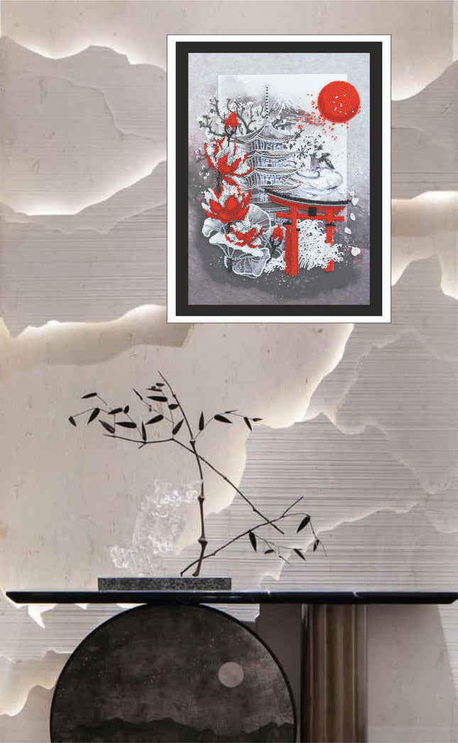 DIY Bead Embroidery Kit "Yugen" 9.8"x13.8" / 25.0x35.0 cm