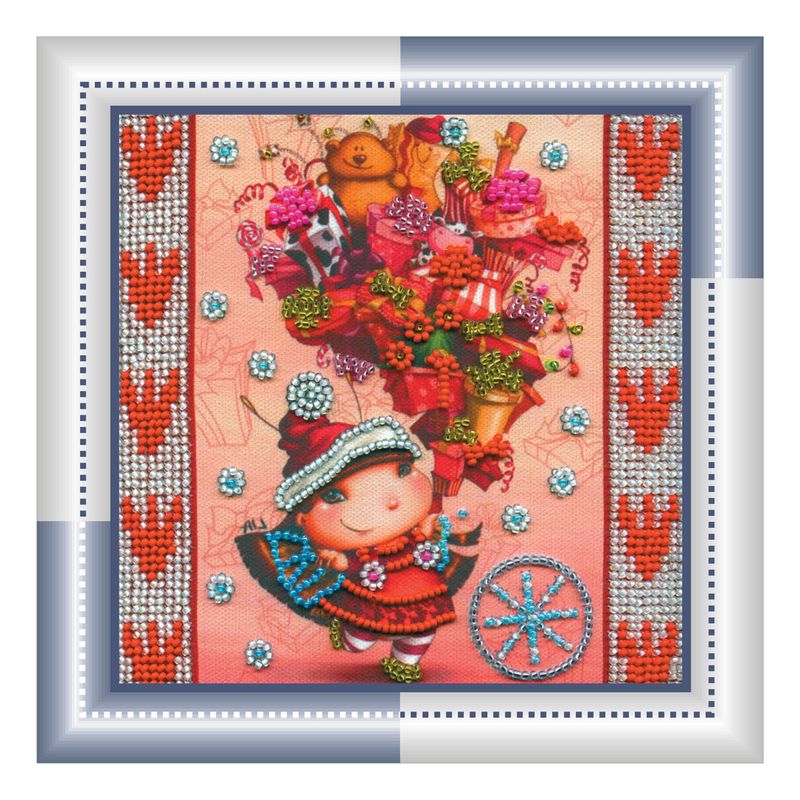 DIY Bead Embroidery Kit "Gifts"  5.9"x5.9" / 15.0x15.0 cm