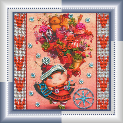 DIY Bead Embroidery Kit "Gifts"  5.9"x5.9" / 15.0x15.0 cm