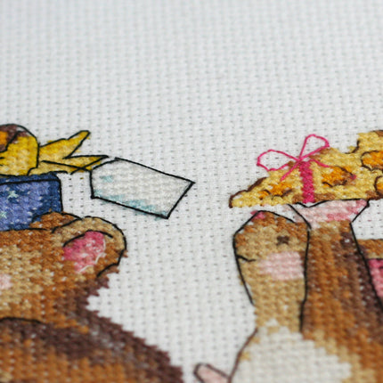 DIY Cross Stitch Kit "We are in a hurry to greet" 11.8"x7.9"