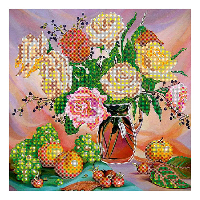 Canvas for bead embroidery "Roses" 11.8"x11.8" / 30.0x30.0 cm