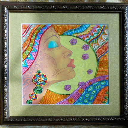 Canvas for bead embroidery "African girl" 7.9"x7.9" / 20.0x20.0 cm