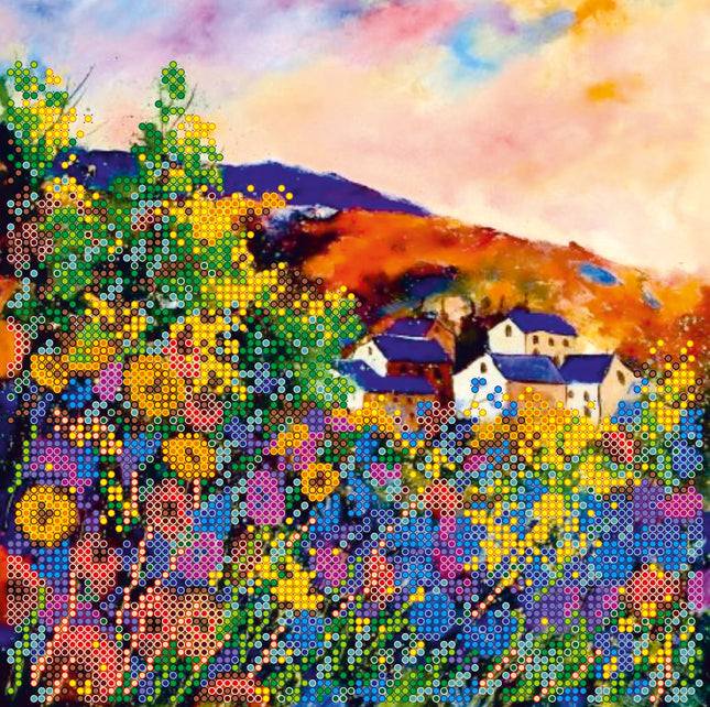 Canvas for bead embroidery "On the sunset" 7.9"x7.9" / 20.0x20.0 cm