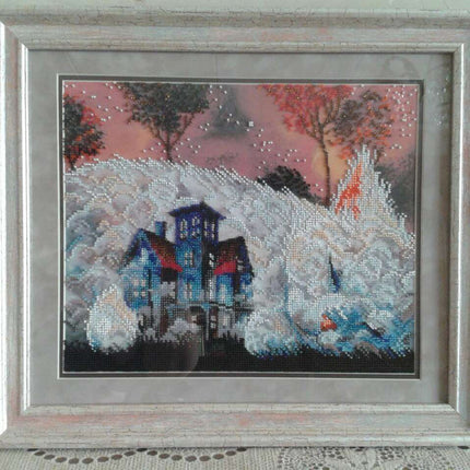 DIY Bead Embroidery Kit "Fluffy fog" 12.6"x10.2" / 32.0x26.0 cm