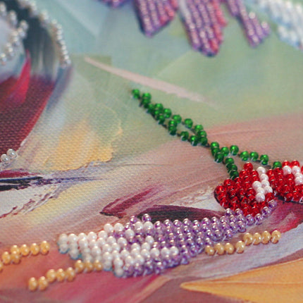 DIY Bead Embroidery Kit "Picturesque peonies" 11.8"x11.8" / 30.0x30.0 cm