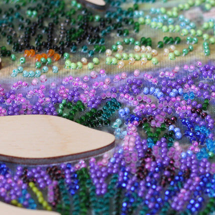 DIY Bead Embroidery Kit with decorative wooden frame "Fields of Provence" 11.7"x11.7" / 29.7x29.7 cm