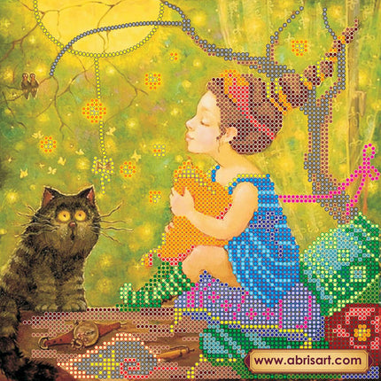 Canvas for bead embroidery "Firefly" 7.9"x7.9" / 20.0x20.0 cm