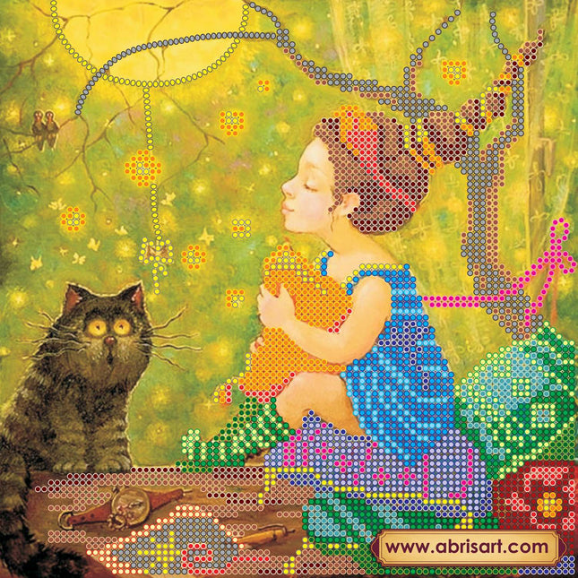 Canvas for bead embroidery "Firefly" 7.9"x7.9" / 20.0x20.0 cm