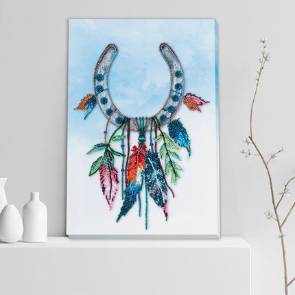 DIY Bead Embroidery Kit "Horseshoe for good luck" 9.1"x13.0" / 23.0x33.0 cm