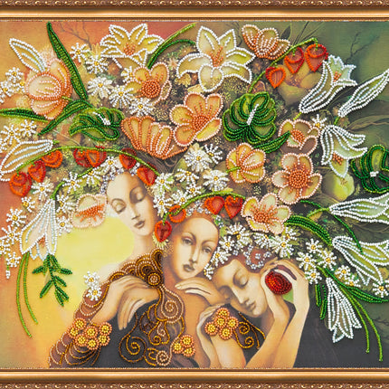 DIY Bead Embroidery Kit "Goddess of flowers" 14.6"x12.0" / 37.0x30.5 cm