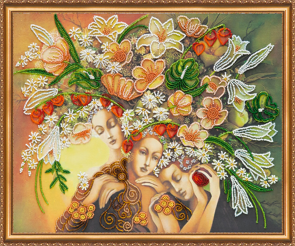 DIY Bead Embroidery Kit "Goddess of flowers" 14.6"x12.0" / 37.0x30.5 cm
