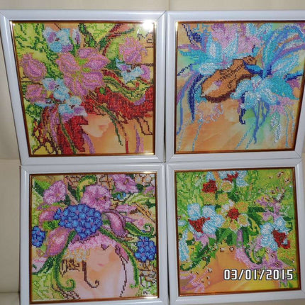Canvas for bead embroidery "Summer Girl" 7.9"x7.9" / 20.0x20.0 cm