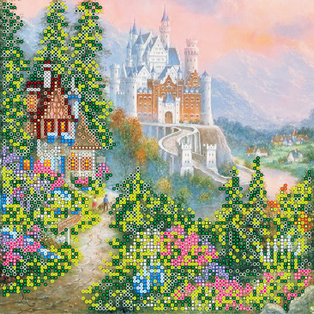 Canvas for bead embroidery "The Magic Castle" 7.9"x7.9" / 20.0x20.0 cm