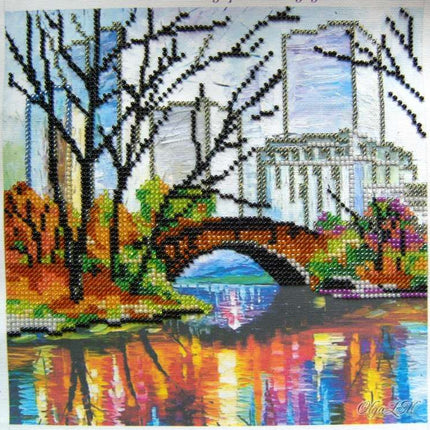Canvas for bead embroidery "Reflection" 7.9"x7.9" / 20.0x20.0 cm