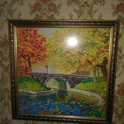 Canvas for bead embroidery "Transparent autumn-1" 11.8"x11.8" / 30.0x30.0 cm