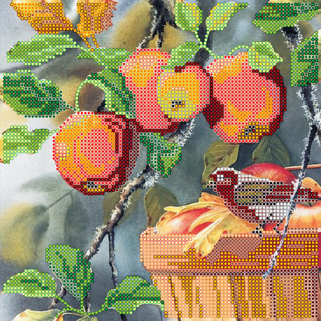Canvas for bead embroidery "Aplle fan" 7.9"x7.9" / 20.0x20.0 cm