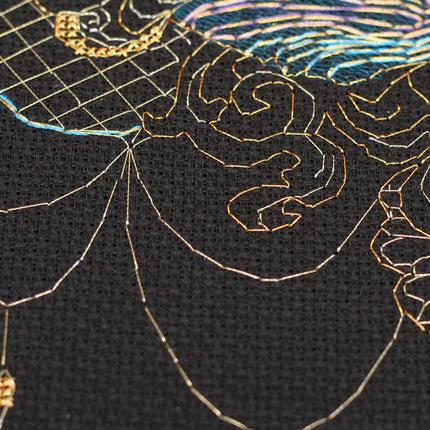 DIY Cross Stitch Kit "Golden dragonfly" 9.4"x6.3"