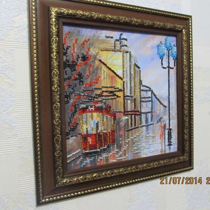 Canvas for bead embroidery "Rainy Evening" 7.9"x7.9" / 20.0x20.0 cm