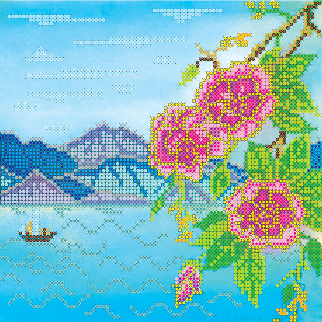 Canvas for bead embroidery "Coastal View" 7.9"x7.9" / 20.0x20.0 cm