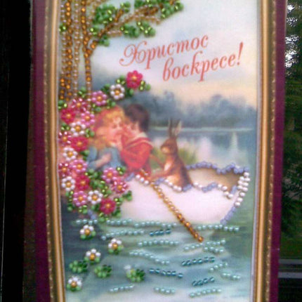 DIY Bead embroidery postcard kit "Easter – 10"